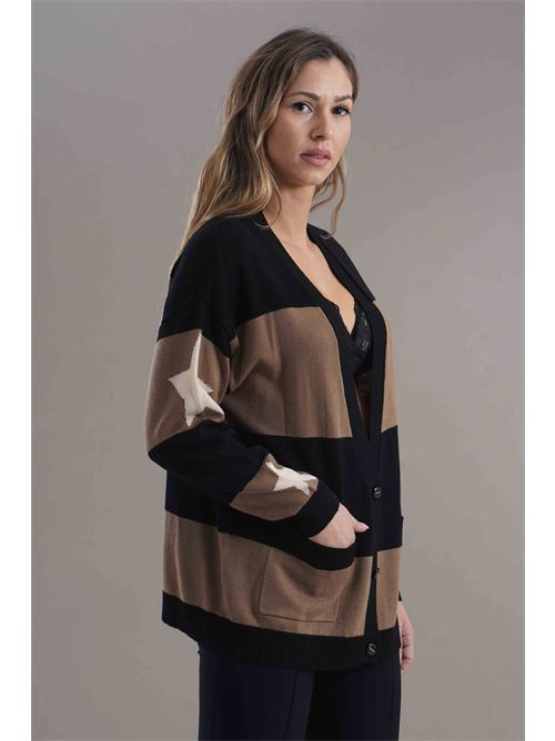 Cardigan con stampa Try Me | 5035BLACK/MOU
